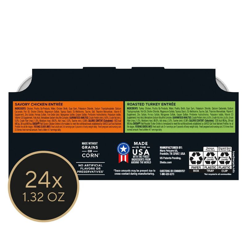 slide 10 of 14, Sheba Perfect Portions Chicken and Turkey Flavored Pate Wet Cat Food - 2.64oz/12ct, 2.64 oz, 12 ct