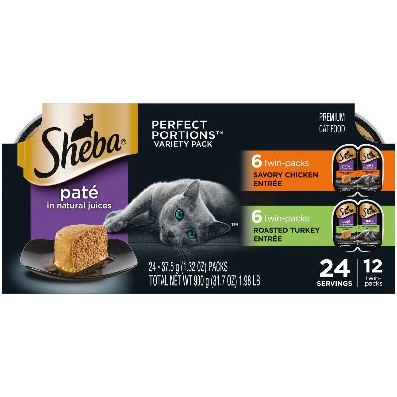 slide 1 of 12, Sheba Perfect Portions Chicken and Turkey Flavor Pate Wet Cat Food - 2.64oz/12ct, 2.64 oz, 12 ct