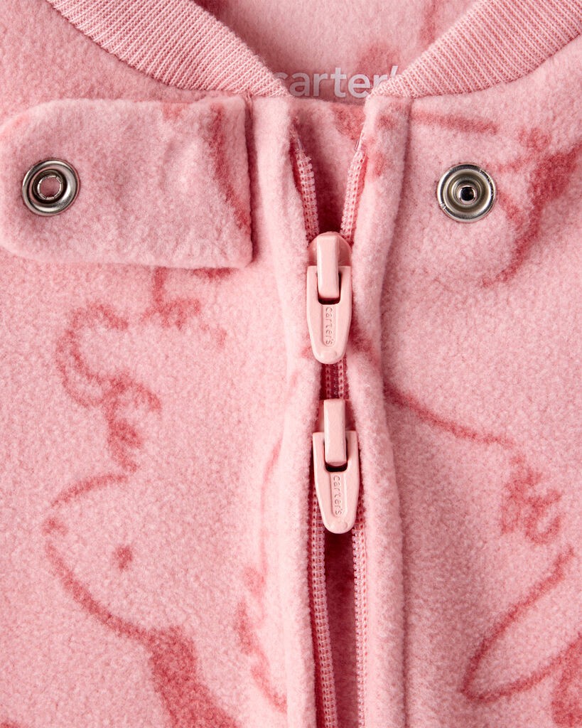 slide 4 of 4, Carter's Carters Baby Girl Bunny Print Fleece Long-Sleeve Loose Fit Sleep & Play Pajamas - Pink Pink 9M, 1 ct