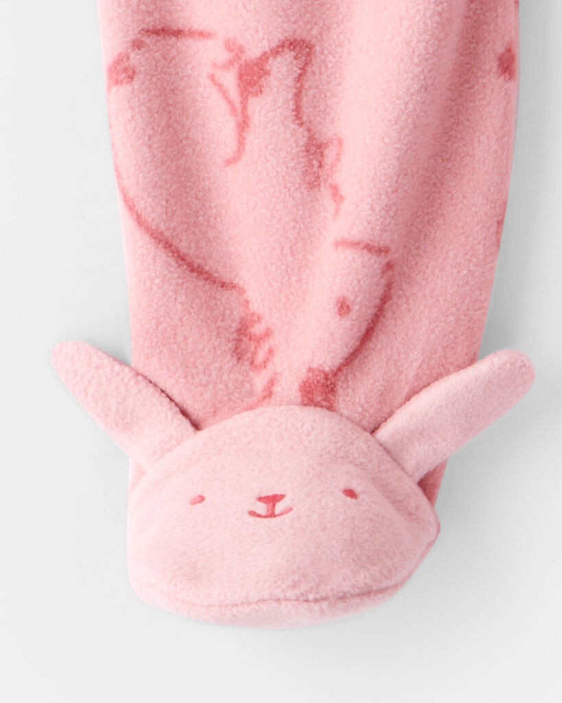 slide 2 of 4, Carter's Carters Baby Girl Bunny Print Fleece Long-Sleeve Loose Fit Sleep & Play Pajamas - Pink Pink 9M, 1 ct