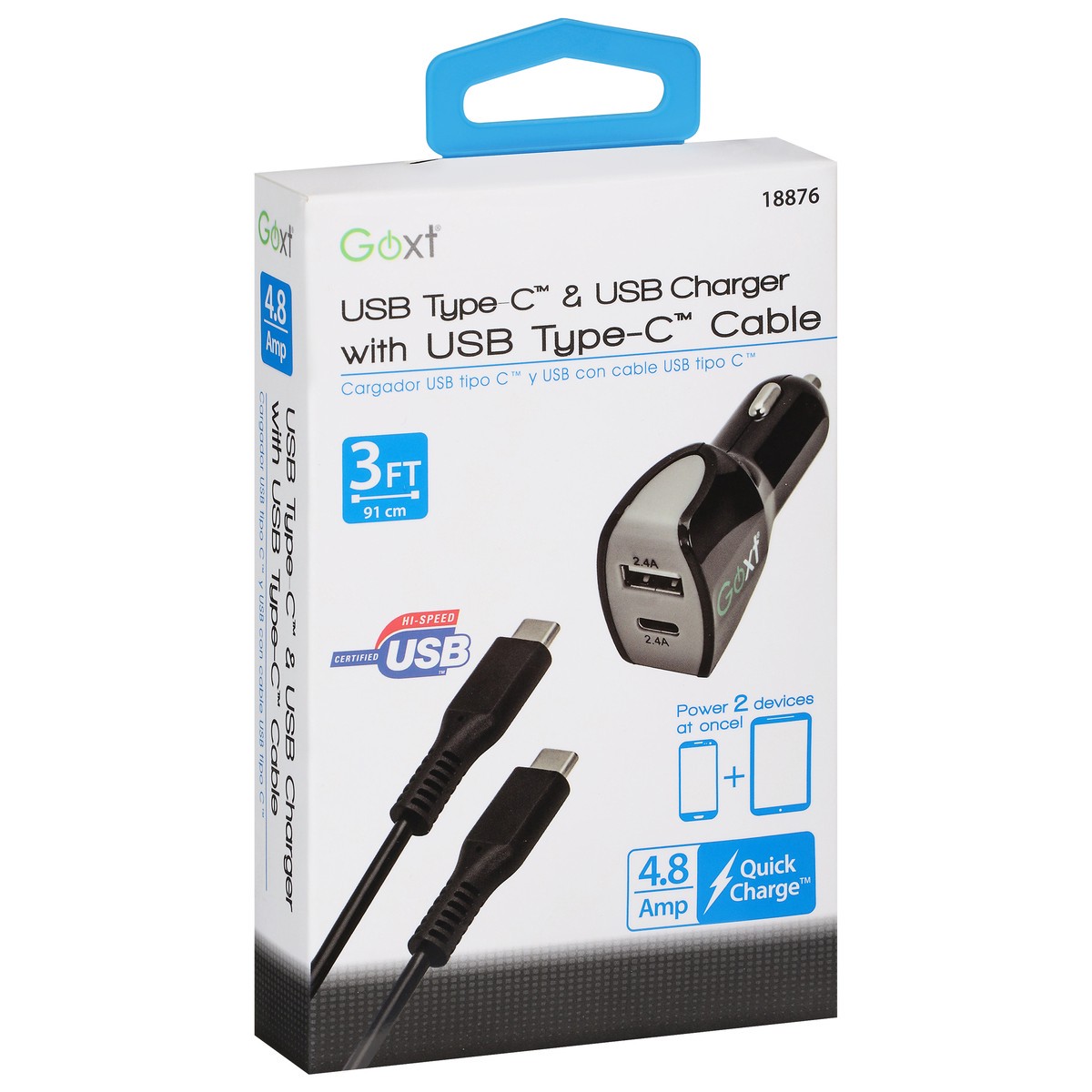 slide 2 of 11, Goxt 3 FT USB Type-C & USB Charger with USB Type-C Cable 1 ea, 1 ct