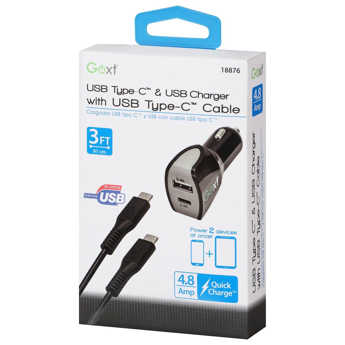 slide 4 of 11, Goxt 3 FT USB Type-C & USB Charger with USB Type-C Cable 1 ea, 1 ct