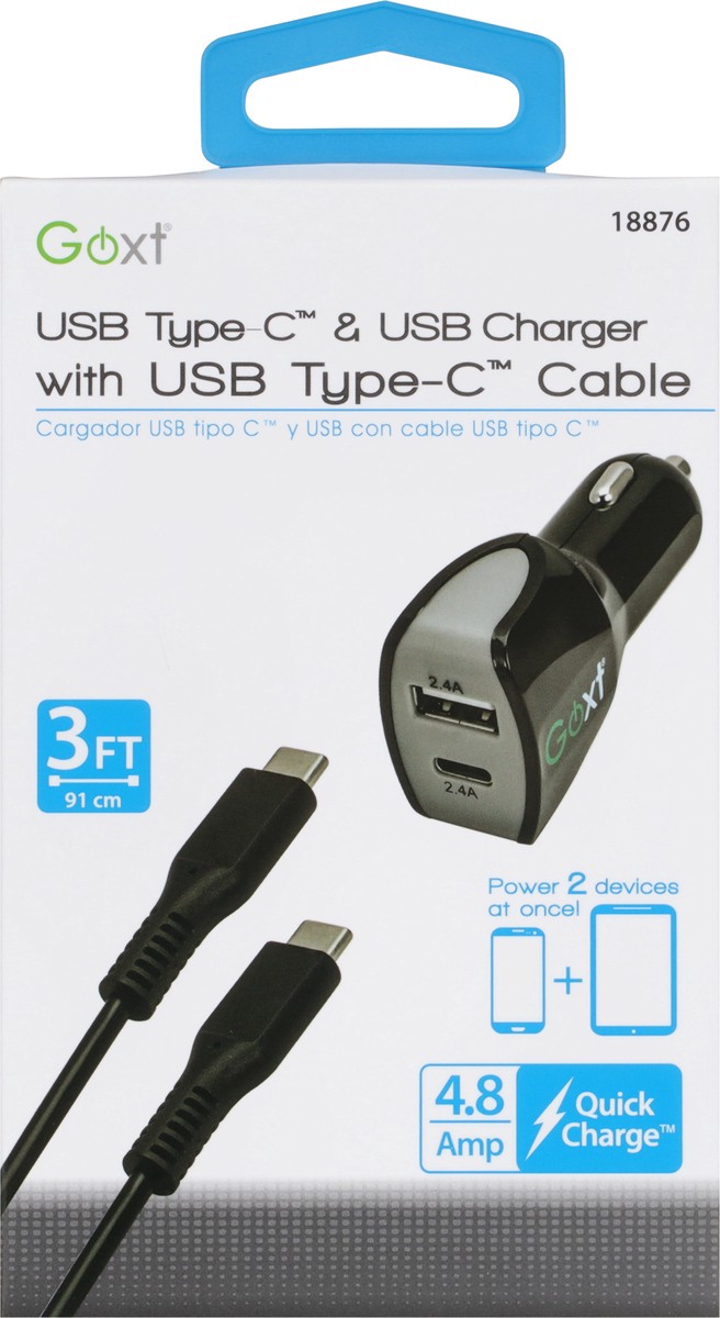 slide 6 of 11, Goxt 3 FT USB Type-C & USB Charger with USB Type-C Cable 1 ea, 1 ct