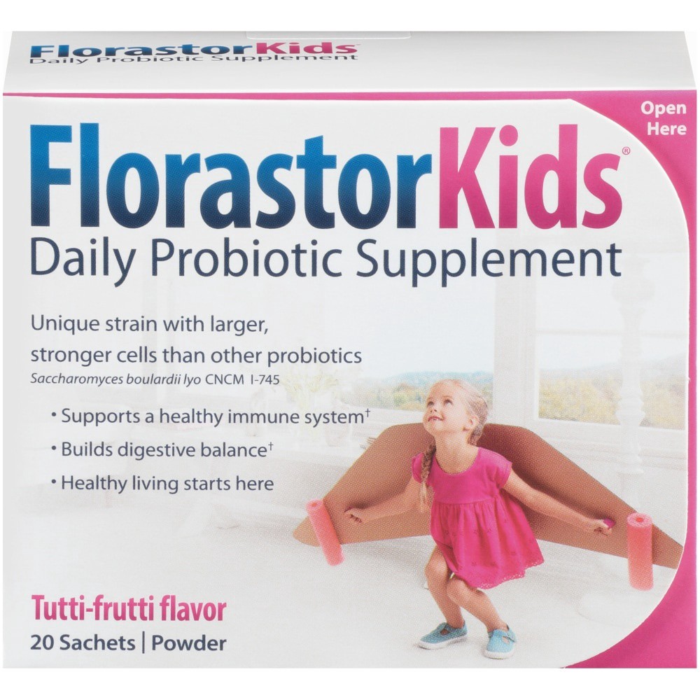 slide 1 of 5, Florastor Kids Daily Probiotic Supplements for Boys and Girls – Saccharomyces boulardii CNCM I-745 (250 mg; 20 Sachets), 20 ct