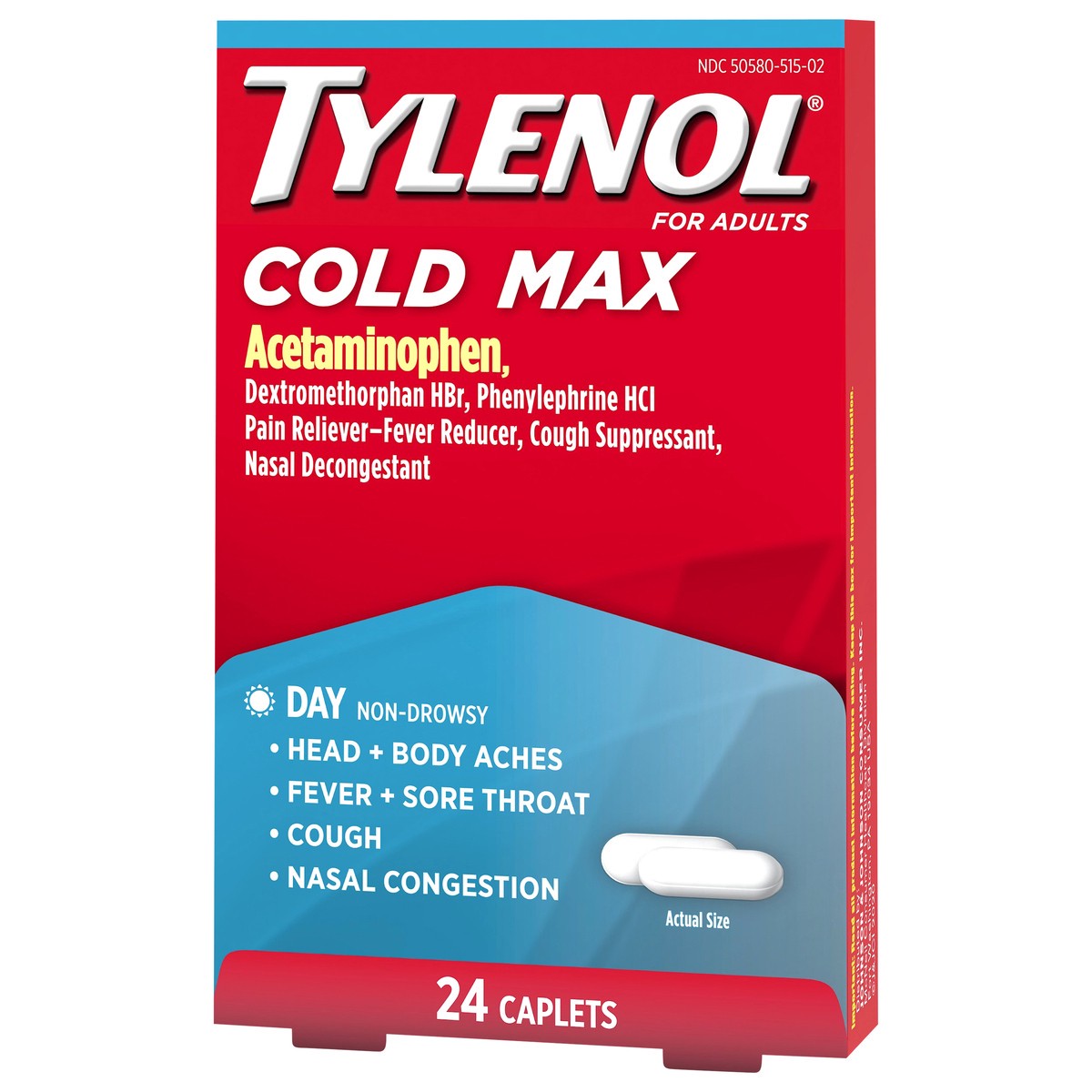 slide 3 of 8, Tylenol Cold Multi Symptom Caplets, 24 ct