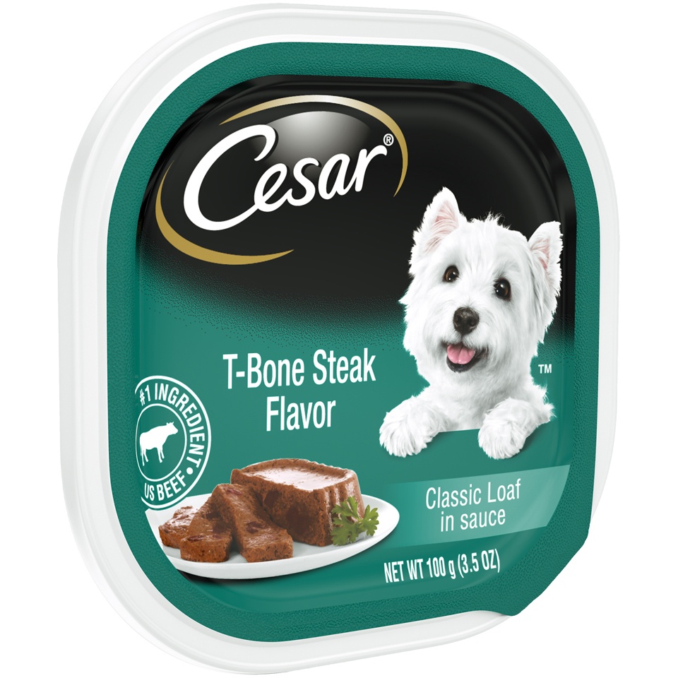 slide 2 of 9, Cesar Classics Tbone Steak Flavor In Meaty Juices Wet Dog Food, 3.5 oz