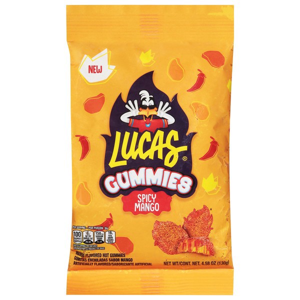 slide 1 of 1, Lucas, Gummies, Hot, Spicy Mango, 130 grm