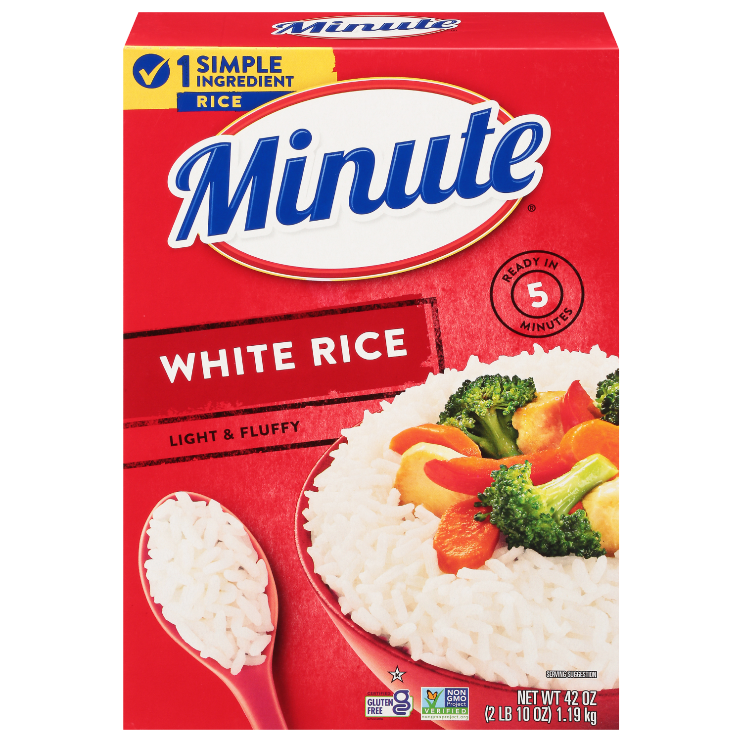 slide 1 of 8, Minute Rice, White, Light & Fluffy, 42 oz