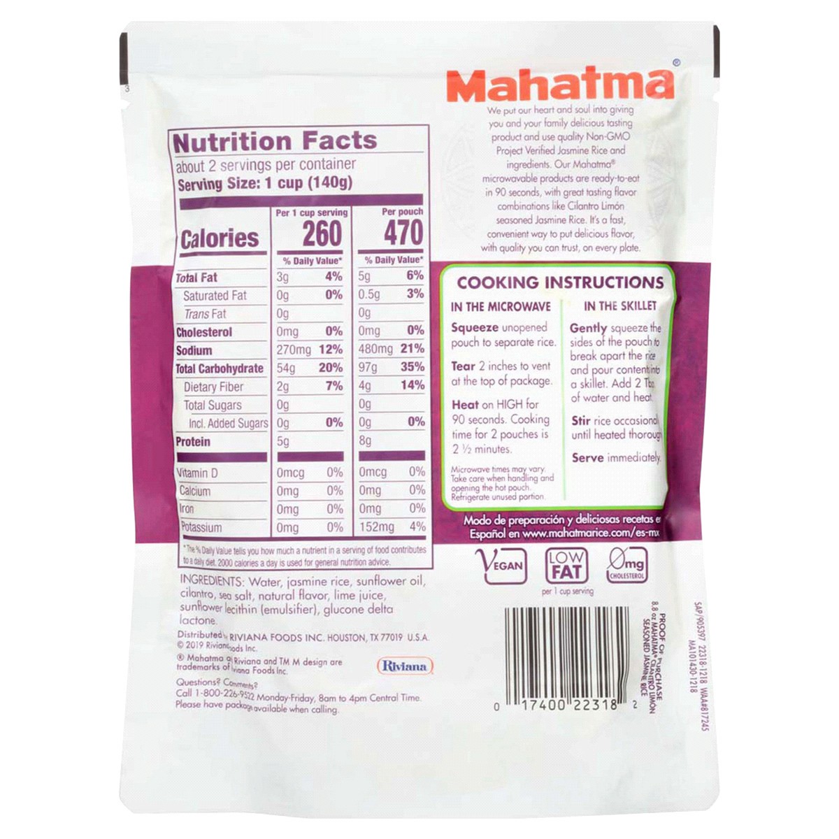 slide 13 of 13, Mahatma Jasmine Rice, Cilantro Limon, 8.8 oz