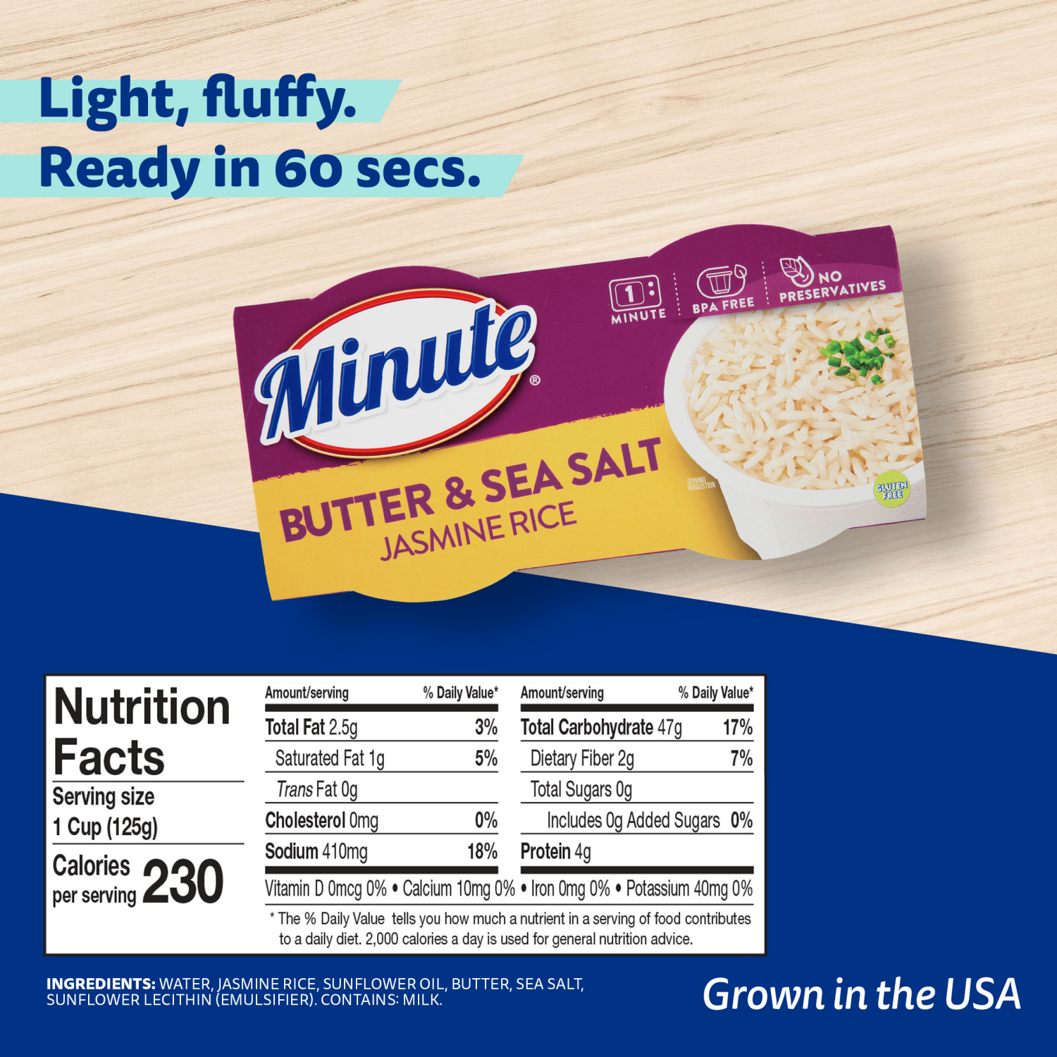 slide 4 of 8, Minute Jasmine Rice, Butter & Sea Salt, 2 ct; 8.8 oz