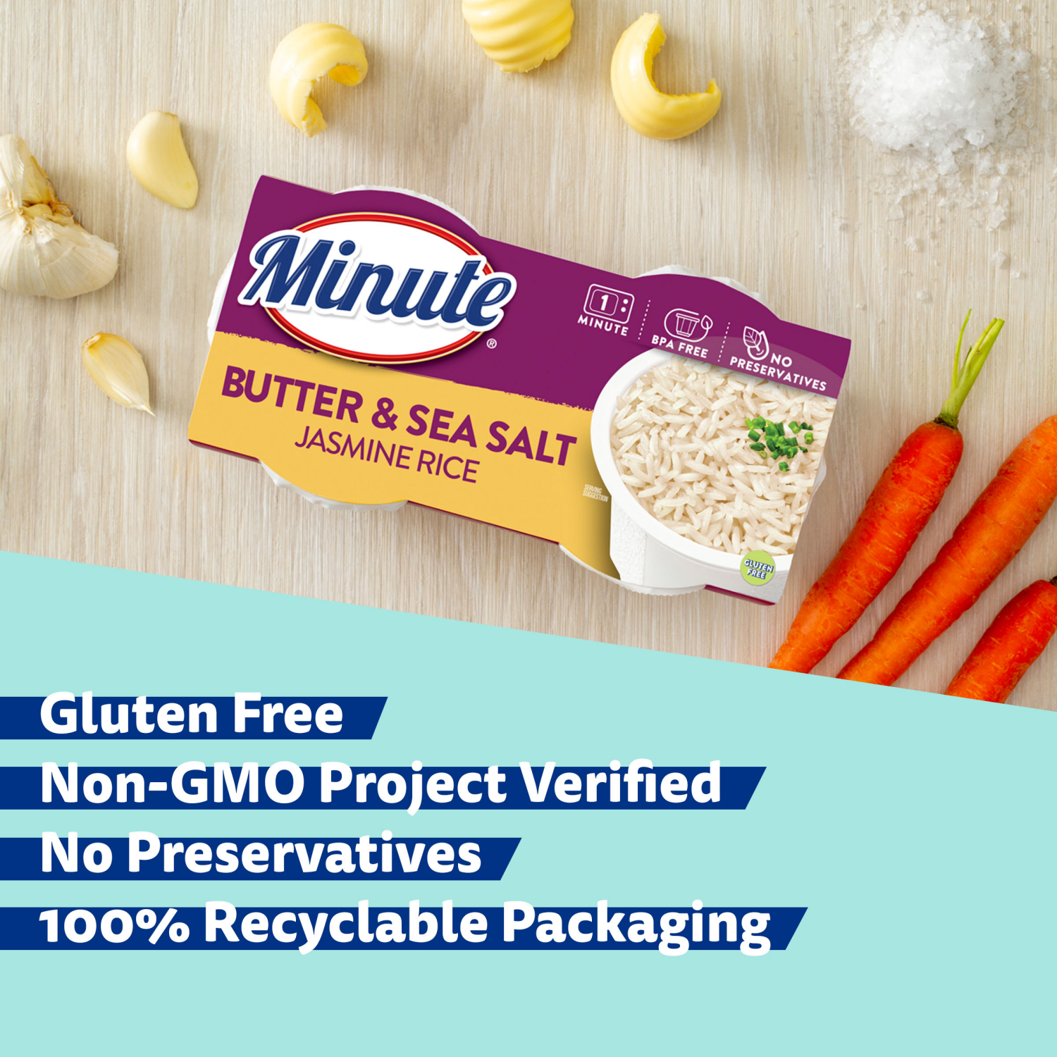 slide 7 of 8, Minute Jasmine Rice, Butter & Sea Salt, 2 ct; 8.8 oz