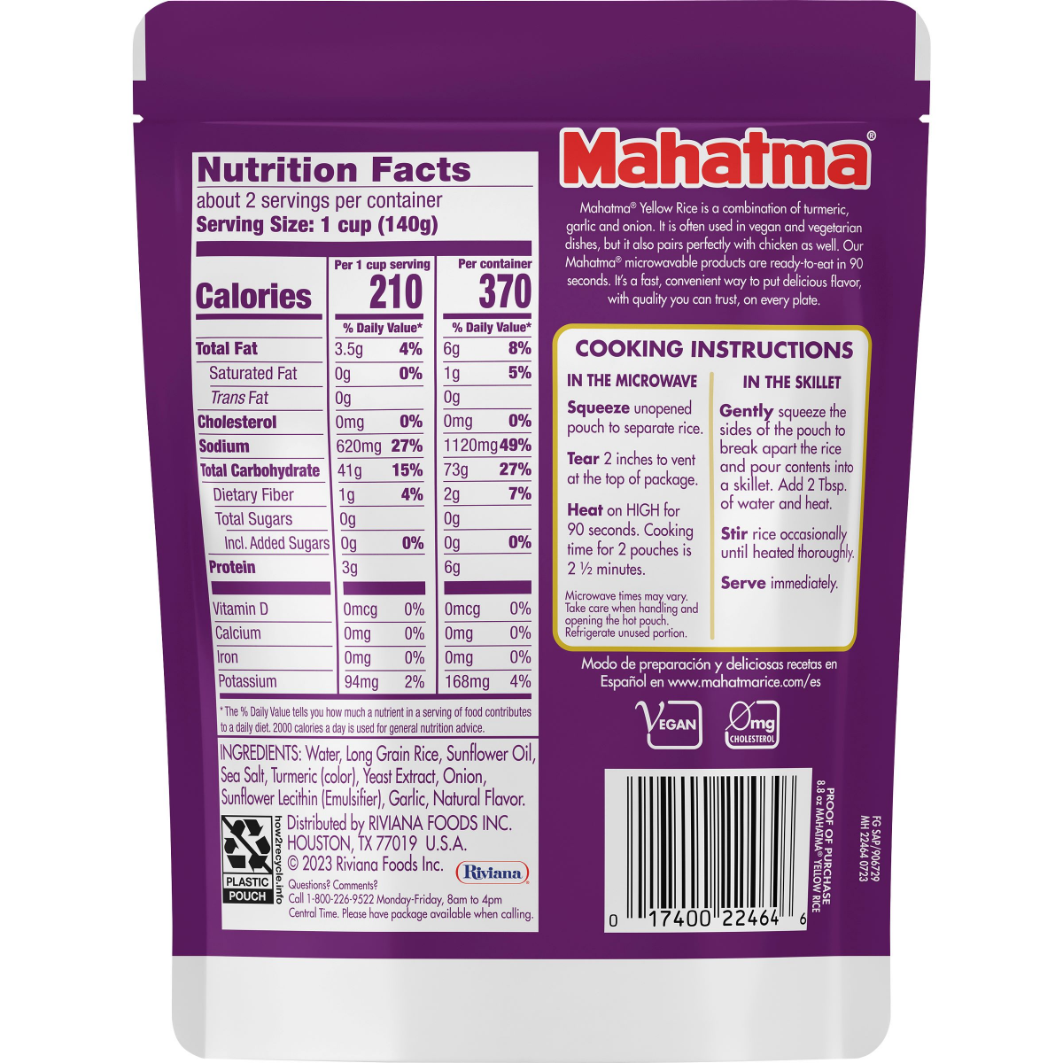 slide 2 of 2, Mahatma Yellow Rice, Ready to Heat 90 Seconds, Gluten Free, Microwaveable Rice, 8.8 oz, 8.8 oz