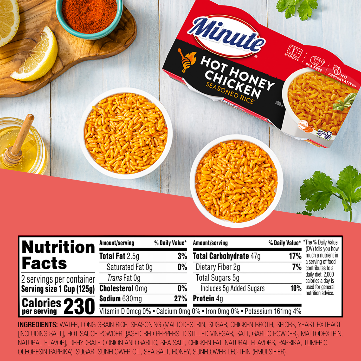 slide 4 of 8, Minute Hot Honey Chicken Seasoned Rice 8.8 oz, 8.8 oz