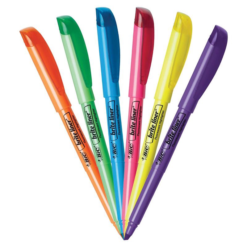 slide 5 of 6, BIC 12ct Brite Liner Chisel Tip Highlighters, 12 ct