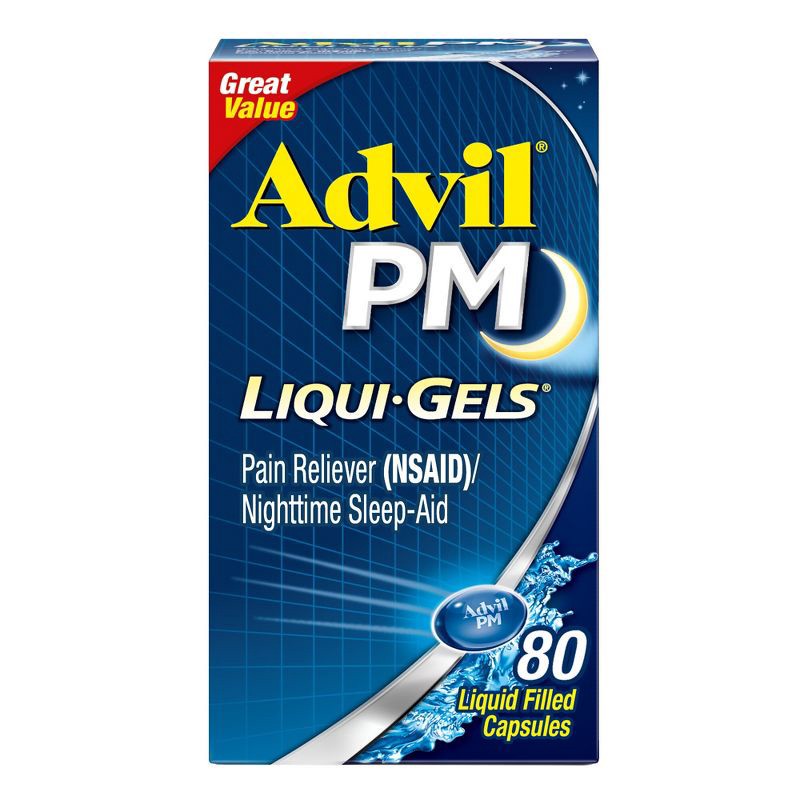 slide 1 of 10, Advil PM Liqui-Gels Pain Reliever/Nighttime Sleep Aid Liquid Filled Capsules - Ibuprofen (NSAID) - 80ct, 80 ct