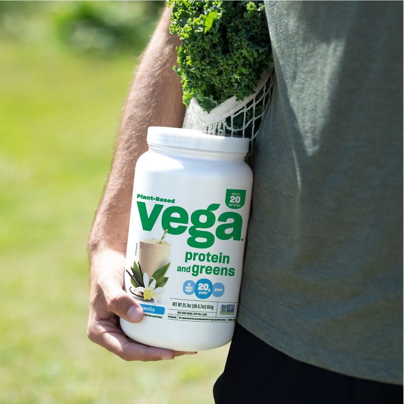 slide 2 of 5, Vega Protein & Greens Vegan Plant Based Protein Powder - Vanilla - 18.6oz, 18.6 oz