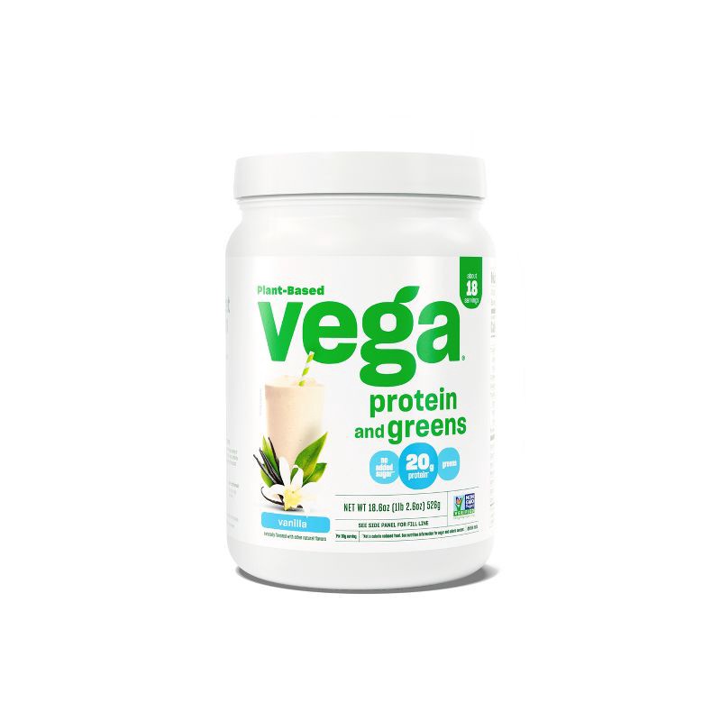 slide 1 of 5, Vega Protein & Greens Vegan Plant Based Protein Powder - Vanilla - 18.6oz, 18.6 oz