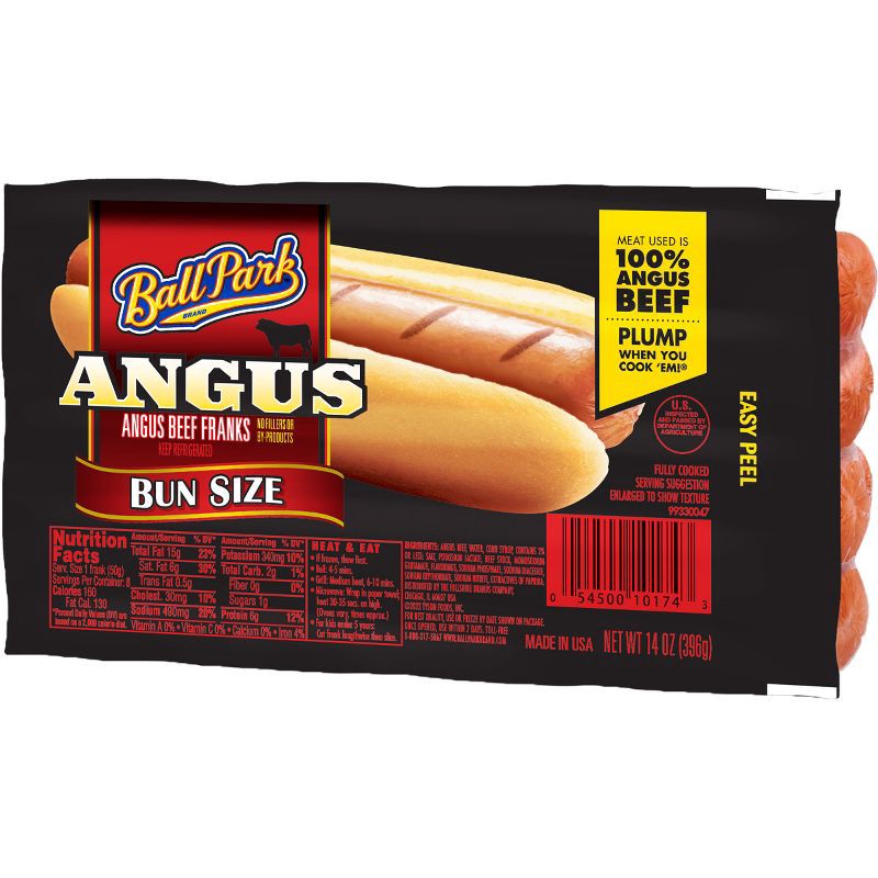 slide 2 of 10, Ball Park Bun Size Angus Beef Franks - 14oz/8ct, 8 ct; 14 oz