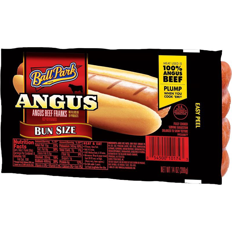 slide 6 of 7, Ball Park Bun Size Angus Beef Franks - 14oz/8ct, 8 ct; 14 oz