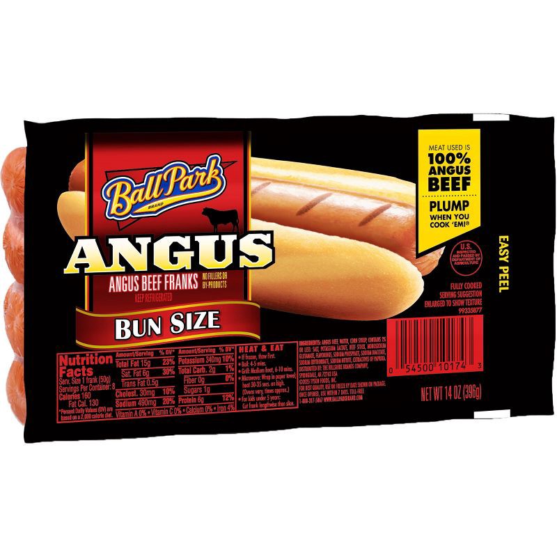 slide 7 of 7, Ball Park Bun Size Angus Beef Franks - 14oz/8ct, 8 ct; 14 oz