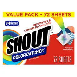 Shout Color Catcher Dye Trapping Laundry Sheets - 72ct: Fresh Scent, Sodium Lauryl Sulfate-Free