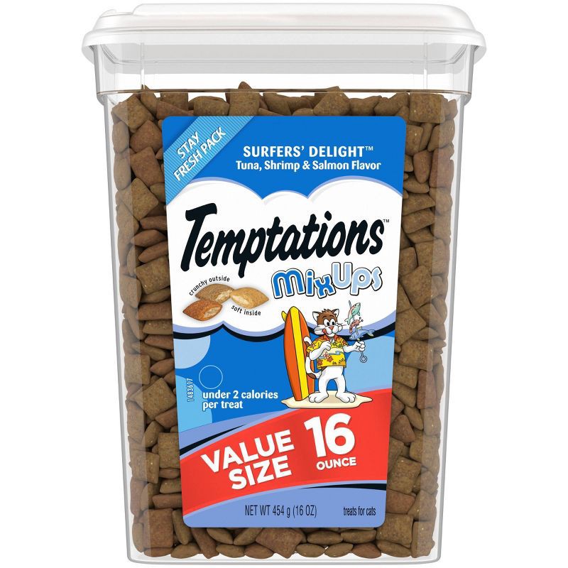 slide 1 of 12, Temptations Mix Ups Surfers Delight Cat Treats with Shrimp Tuna and Salmon - 16oz, 16 oz
