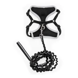 Youly The Protector Black Reflective Utility Cat Harness, Collar & Leash Set