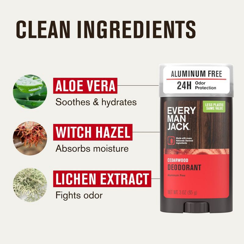slide 7 of 14, Every Man Jack Cedarwood Men's Natural Deodorant - Aluminum-Free 3oz, 3 oz
