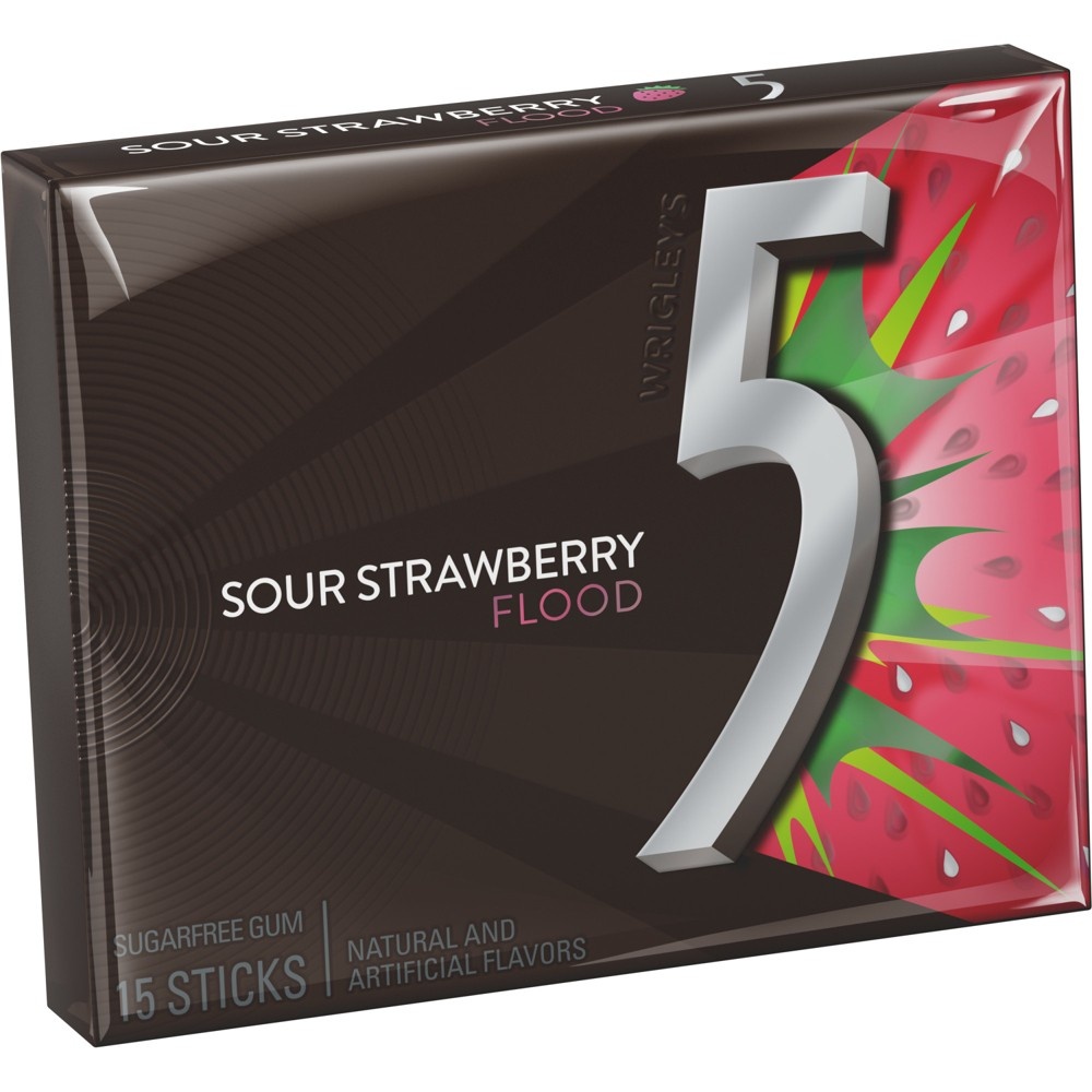 slide 4 of 5, 5 Gum Wrigley's 5 Strawberry Flood Sugarfree Gum Multipack, 45 ct