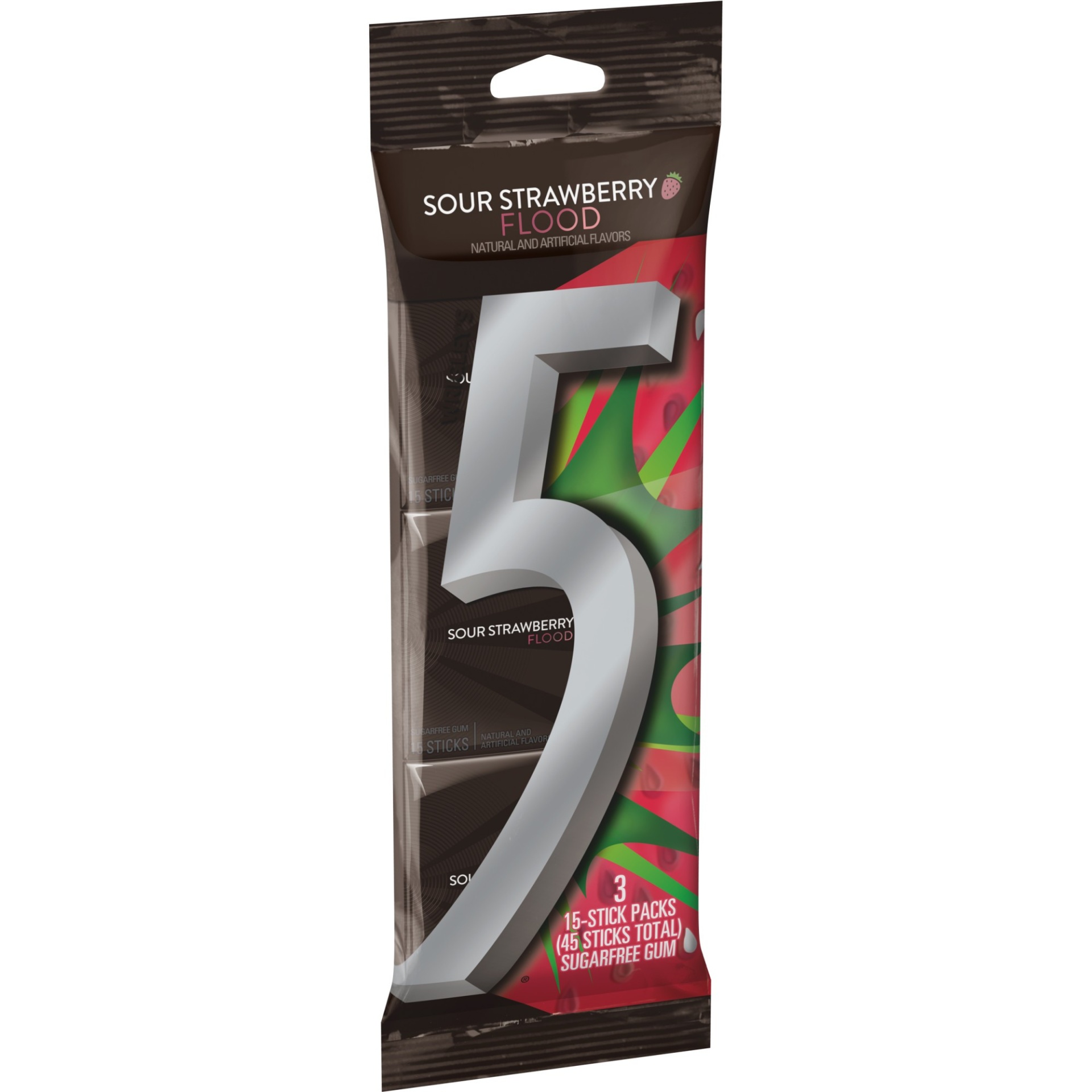 slide 1 of 5, 5 Gum Wrigley's 5 Strawberry Flood Sugarfree Gum Multipack, 45 ct