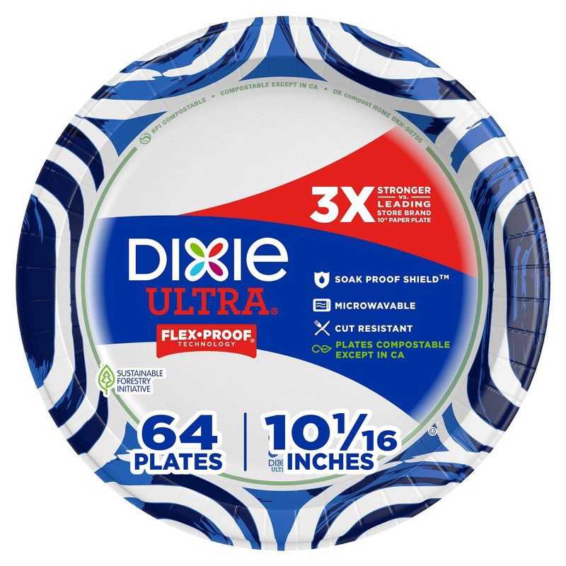 slide 1 of 5, Dixie Ultra 10 1/16" Paper Plates - 64ct, 64 ct