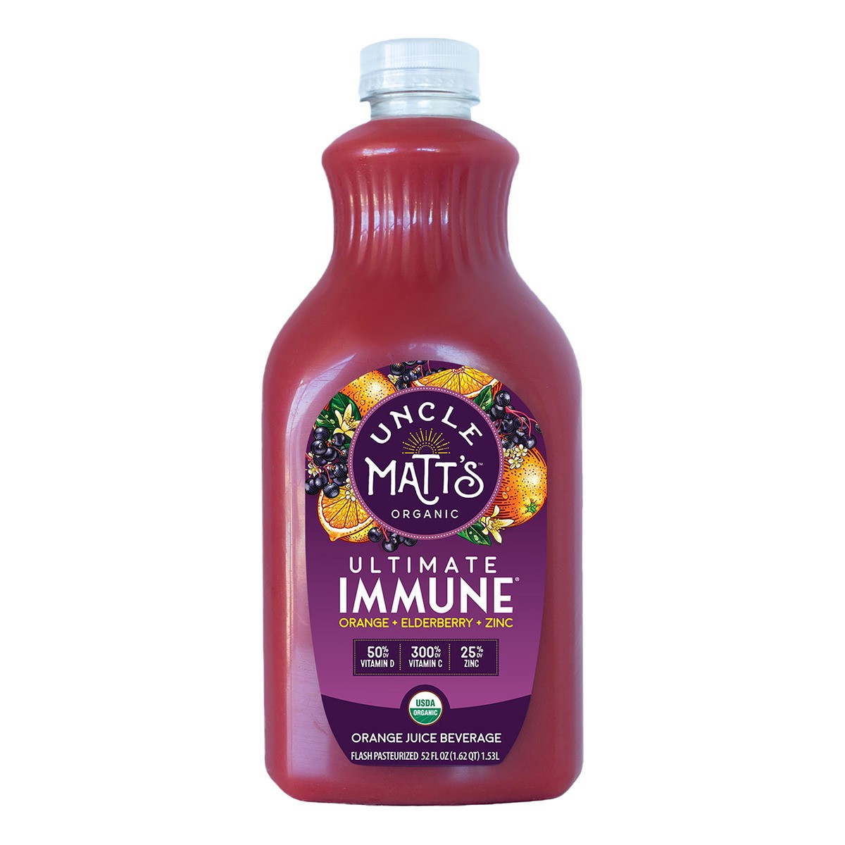 slide 1 of 1, Uncle Matt's UMO Ultimate Immune Orange Juice with Elderberry, 52 fl oz