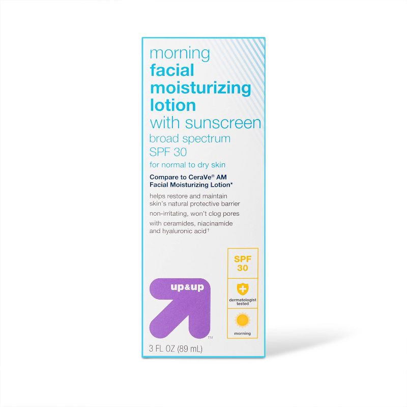 slide 1 of 5, Morning Facial Moisturizing Lotion with Sunscreen SPF 30 - 3 fl oz - up&up™, 0 x 3 fl oz