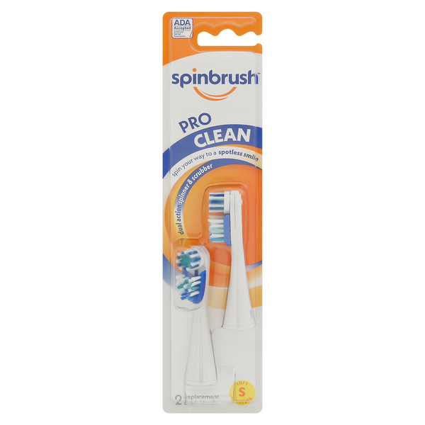 slide 1 of 1, Spinbrush Pro Clean Replacement Brush Heads Soft, 2 ct