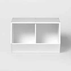 Stackable Laminate 2-Compartment Kids&#x27; Storage Bin White - Pillowfort™