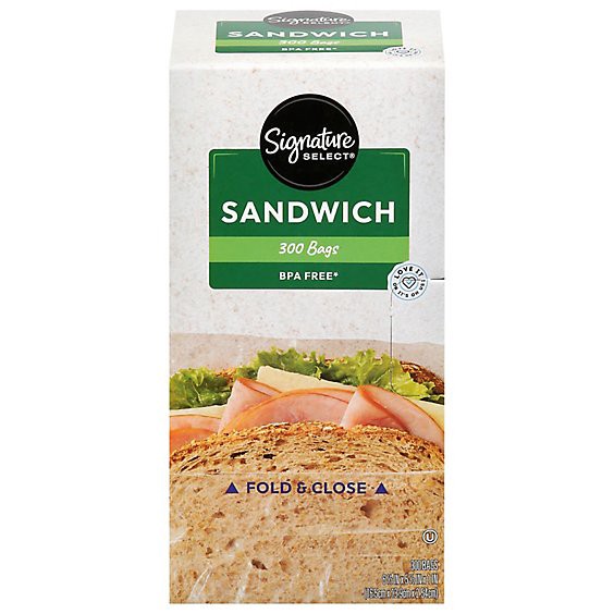 slide 1 of 1, Signature Select Sandwich Bags Fold & Close Bpa Free - 300 Count, 300 ct