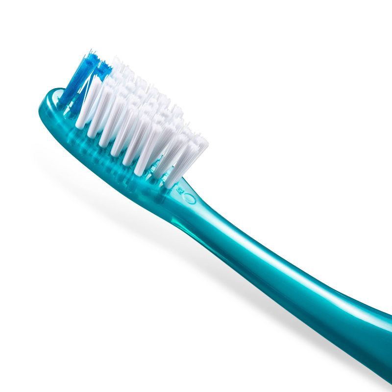 slide 2 of 4, Manual Soft Bristles Toothbrush - Trial Size - Blue/Pink/Gray - up&up™, 1 ct