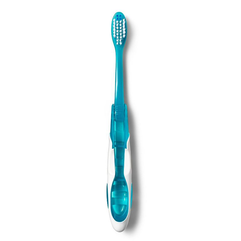 slide 3 of 4, Manual Soft Bristles Toothbrush - Trial Size - Blue/Pink/Gray - up&up™, 1 ct