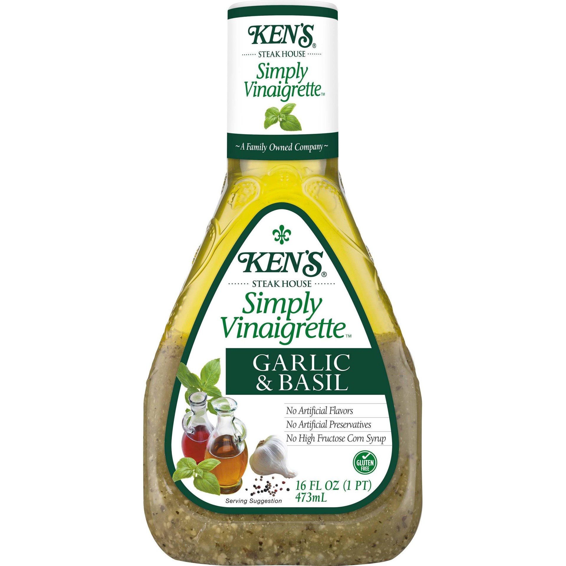 slide 1 of 5, Ken's Steak House Simply Garlic & Basil Vinaigrette 16 fl oz, 16 fl oz