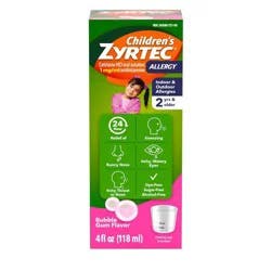 Children's Zyrtec 24 Hour Allergy Relief Syrup - Bubble Gum - Cetirizine - 4 fl oz: Contains Antihistamine, 5mg Strength