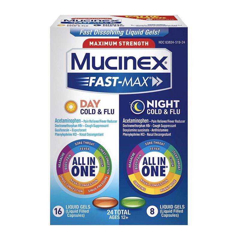 slide 1 of 12, Mucinex Max Strength Cold & Flu Medicine - Day & Night - Liquid Gels - 24ct, 24 ct