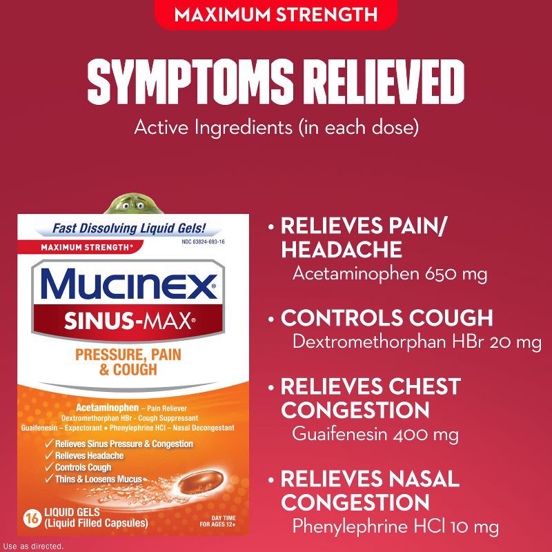 slide 5 of 8, Mucinex Sinus Medicine - Liguid Gels - 16ct, 16 ct