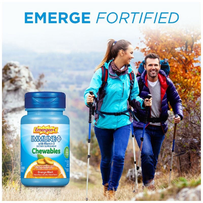 slide 3 of 8, Emergen-C Immune+ Dietary Supplement Chewable Tablets with Vitamin D - Orange Blast - 42ct, 42 ct