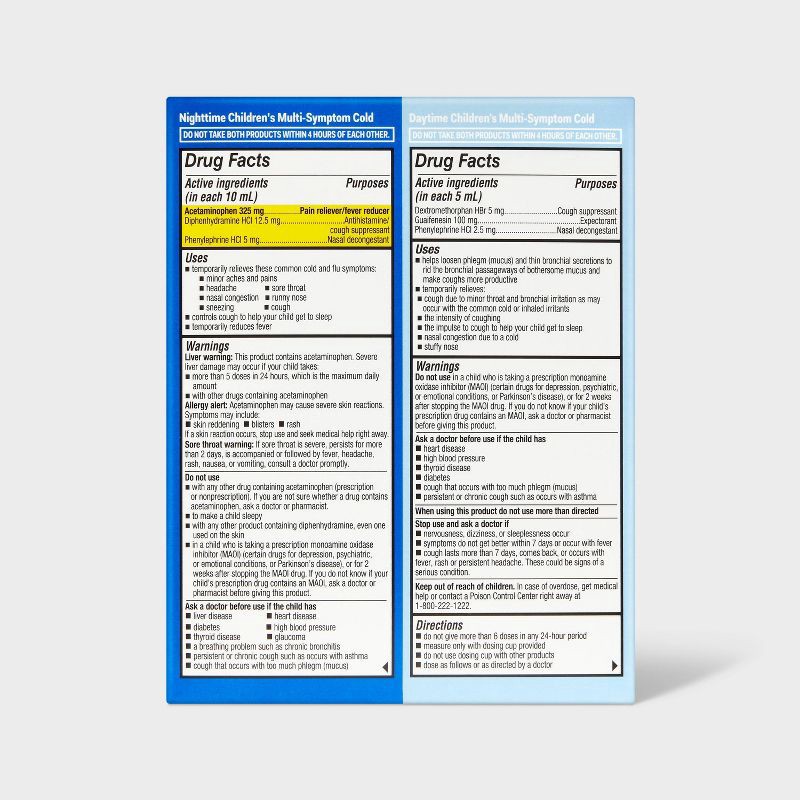 slide 2 of 5, Children's Day/Night Multi-symptom Cold Relief Liquid - Berry - 2pk/4 fl oz - up&up™, 2 ct; 4 fl oz