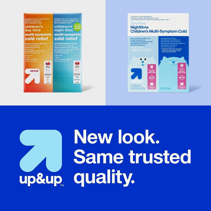 slide 5 of 5, Children's Day/Night Multi-symptom Cold Relief Liquid - Berry - 2pk/4 fl oz - up&up™, 2 ct; 4 fl oz