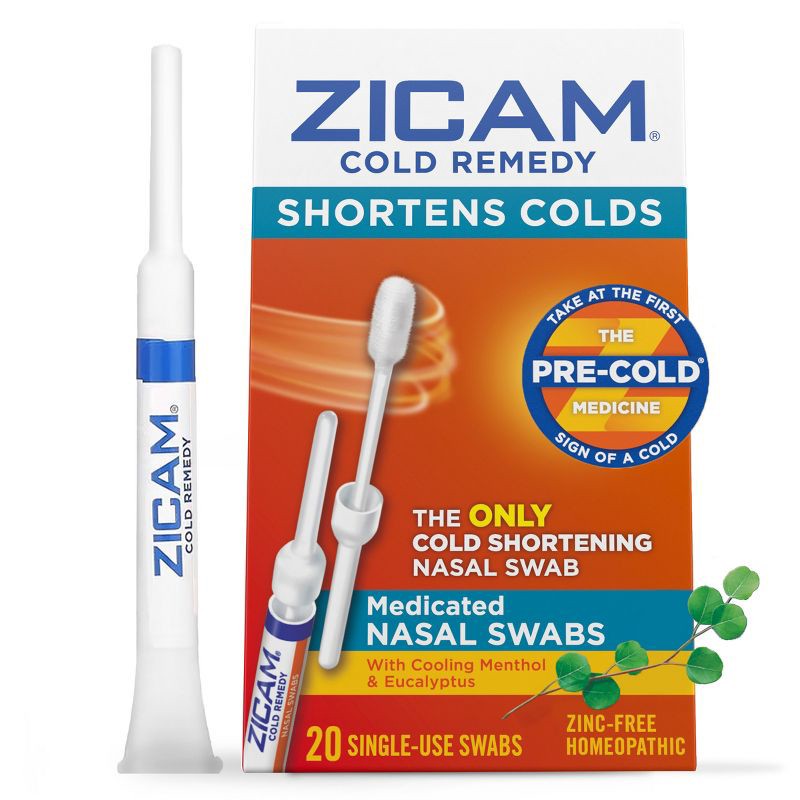 slide 1 of 9, Zicam Cold Remedy Cold Shortening Medicated Zinc-Free Nasal Swabs - 20ct, 20 ct