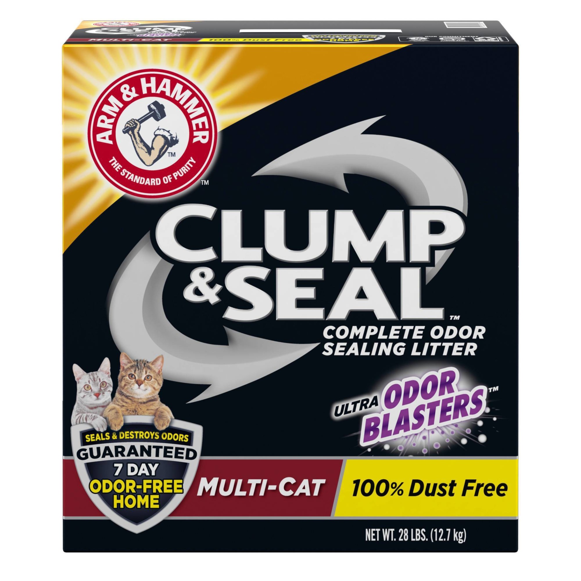 slide 1 of 3, ARM & HAMMER Clump & Seal Multi Cat Litter, 28 lb