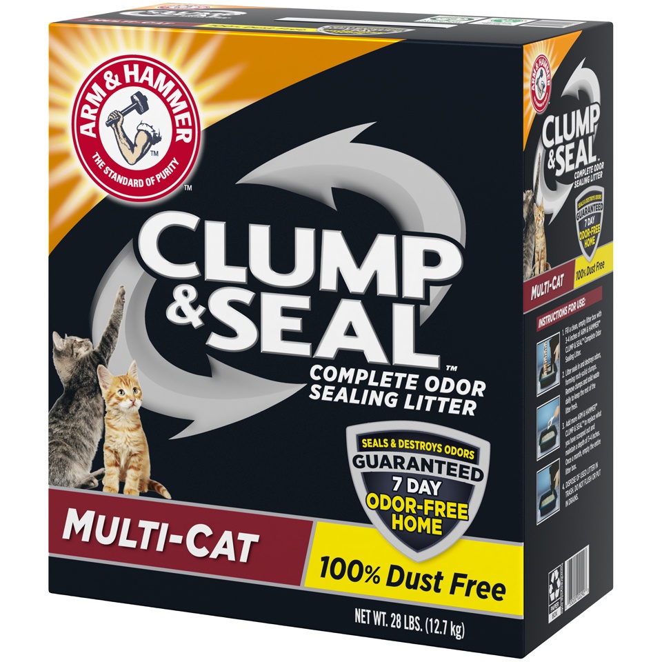 slide 3 of 3, ARM & HAMMER Clump & Seal Multi Cat Litter, 28 lb
