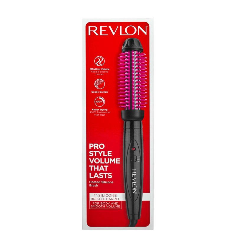 slide 6 of 6, Revlon Pro Collection Heated Silicone Bristle Curl Brush Black - 1", 1 ct