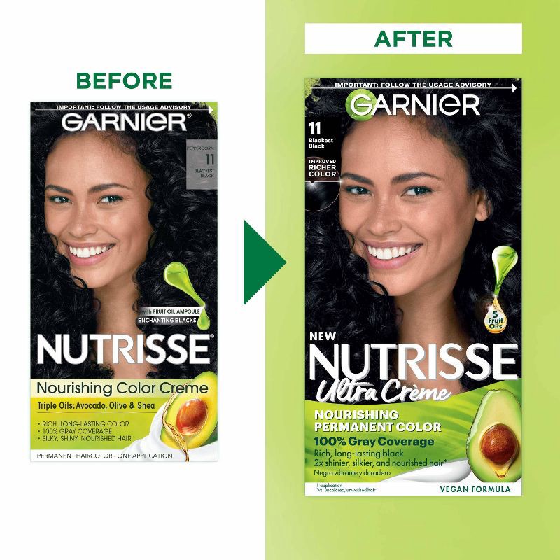 slide 10 of 10, Garnier Nutrisse Nourishing Permanent Hair Color Creme - 11 Blackest Black, 1 ct